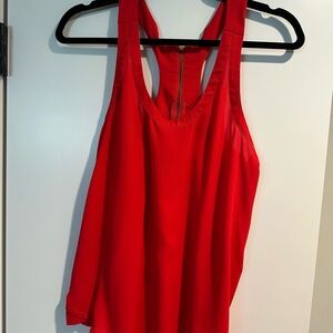 Express Women's Red Sleeveless Top with Zipper Back